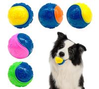 5-Piece Squeaky Dog Balls, Puppy Chew Toys for Playing, Training, Interaction & Boredom Relief (Random Color)