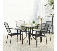 vidaXL Stackable Garden Chair Set 3 pcs Anthracite Powder-coated Steel, Black