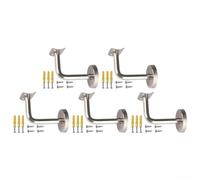 5 Piece Stainless Steel Handrail Bracket Wall Support Railing Mounting Matching Screws 60X80mm Silver(A)
