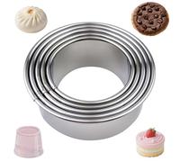 5-Piece Stainless Steel Round Cookie Cutters Set (2/2.5/2.7/2.8/3.2 Inch) Professional Circular Biscuit Cutters for Baking, Cake, Donuts, Pastry, Dough Durable Metal Baking Molds with Rolled Edge