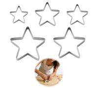 5-Piece Star Cookie Cutters Set, Stainless Steel Star Shaped Biscuit Moulds for Baking, Fondant, Christmas Cookies, Pastry & Cake Decoration
