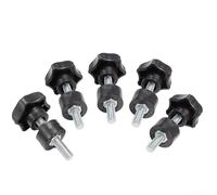 5-Piece Star-Shaped Thread Clamping Handle Set with M6 Screw-On Knobs for Lathe, Drill Press & Routing Jigs - -Plastic Grip with Metal