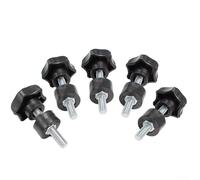 5-Piece Star-Shaped Thread Clamping Handle Set with M6 Screw-On Knobs for Lathe, Drill Press & Routing Jigs - -Plastic Grip with Metal