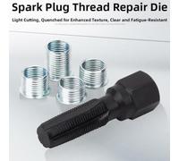 5-Piece Steel Spark Re-thread Repair Tool Set with 14mm Tap & 4 Inserts - High-Carbon Steel, Black Oxide Coated, Wear-Resistant for
