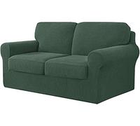 5-Piece Stretch Sofa Cover Set - Elastic Spandex Fabric Dark Cyan Fits 3-Seater & 2-Seater (145-178cm) Separate Backrests & Cushions & Stylish Protection