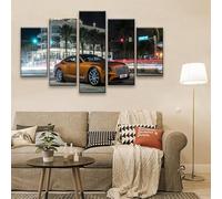 5 Piece Stretched and Framed Bentle Continental GT Night Cruise Pictures Paintings on Canvas Wall Art for Living Room Bedroom Home Decorations