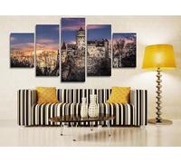 5 Piece Stretched and Framed Dracula's Castle in Evening Light Pictures Paintings on Canvas Wall Art for Living Room Bedroom Home Decorations