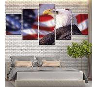 5 Piece Stretched and Framed Eagle's Gaze Beneath the Stars and Stripes Pictures Paintings on Canvas Wall Art for Living Room Bedroom Home Decorations