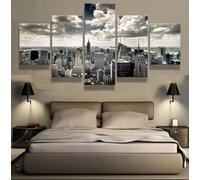 5 Piece Stretched and Framed Empire State Building in Grayscale Cityscape Pictures Paintings on Canvas Wall Art for Living Room Bedroom Home Decorations