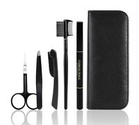 5-Piece Surgical Stainless Steel Eyebrow Kit,Hypoallergenic Grooming Set with Precision Trimmer, Slant Tweezers & Travel Case,Professional Facial Tools for Men/Women,Micro-Blade Edge Technology
