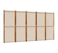 5-Piece Taupe Screen Made of Solid Acacia Wood 350 x 180 cm Foldable Freestanding Opaque Ideal as a Room Divider Privacy Screen and Divider for Living Room, Office, Indoor and Outdoor Use