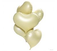 5-Piece Tilted Heart - Shaped Monochrome Foil Balloons Set, Available in Pink/Blue/Purple/Green/Yellow - Ideal for Birthday & Festival Themed Parties(Yellow)