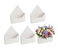 5 Piece Valentine Envelope Boxes, Floral Envelope Boxes Florist Bouquet Folding Bags Elegant Bouquet Envelopes Box for Gifts Fresh Flowers Dried Bouquets (White)
