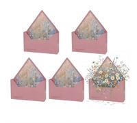 5 Piece Valentine Envelope Boxes, Floral Envelope Boxes Florist Bouquet Folding Bags Elegant Bouquet Envelopes Box for Gifts Fresh Flowers Dried Bouquets (Dark pink)