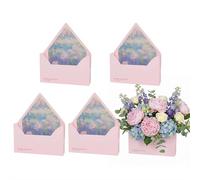 5 Piece Valentine Envelope Boxes, Floral Envelope Boxes Florist Bouquet Folding Bags Elegant Bouquet Envelopes Box for Gifts Fresh Flowers Dried Bouquets (Light pink)