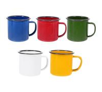 5 Piece Vintage Enamel Mini Mug Set, 5 Oz Colourful Retro Cups | Smooth Enamel Coating, Steel and Iron Build, for Cappuccino, Latte, Guests, Barbecues, Gifts Random Color