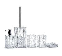 5-Piece White Bathroom Accessory Set - Lotion Dispenser, Soap Dish, Toothbrush Holder, Tumbler & Toilet Brush Set - Elegant Bathroom Decor for Home & Spa