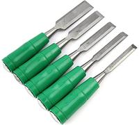 5 Piece Wood Chisel Set 3/8"", 1/2"", 5/8"", 3/4"", 1"" Steel Chisel PVC Handle with High Impact for Carving Wood, Carpentry, Sculpting, Framing, Turning, Furniture, Craft, Size