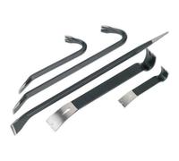 5 Piece Wrecking Bar Set - Flat & Hex Steel Pry Bars - Chisel & Swan Neck Bars