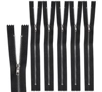 5-Piece Zips for Sewing - 25cm/10 inch Metal Zippers, Ideal for Craft & Accessories (Black)