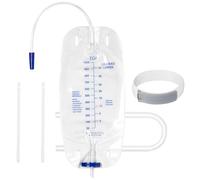 5 Pieces 1000ml Urinary Bag Catheter Leg Bag, 30 Cm Tube Length and Anti-Reflux Valve, Easy Flip Drain, Elastic Adjustable Fabric Straps, Single Packaging