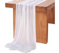 5 Pieces 10Ft Wedding Table Runner White Chiffon Table Runners Sheer Wedding Arch Overlay Fabric for Birthday Bridal Party Decorations