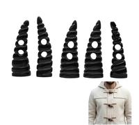 5 Pieces, 2" Long Natural Horn Toggles for Coats and Jackets Horn Buttons for Craft, Medieval, Viking, Medieval Fantasy Accessories (2" Black Twisted)