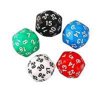 5 Pieces 30 Sided Dices D30 Polyhedral Role Playing Dices Pack RPG Board Game Dices Acrylic Dices Club Game Dices Kits 30 Sided Polyhedral Dices Set 5 Colors Dices Assortment Polyhedral Digital Dices
