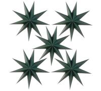 5 Pieces 3D 12" Large Paper Star Forest Green 9 Pointed Hanging Star for Christmas Weddings Holiday Decor,Birthday Party Celebration & Home Decoration