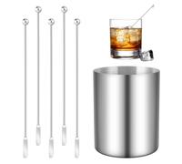 5 Pieces 7.4 Inch Stainless Steel Coffee Stirrers Holder Stainless Steel Swizzle Stick Coffee Stirrers Reusable Stir Sticks for Cocktails Coffee Whiskey