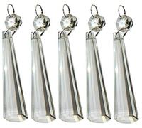 5 Pieces 72mm 3" Slant End Icicle Clear Chandelier Drops Transparent Droplets Cut Glass Crystals Beads Christmas Tree Ornaments Wedding Decorations Light Spare Parts