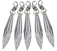 5 Pieces 76mm 3" Pointy Facet Icicles Clear Chandelier Drops Transparent Droplets Cut Glass Crystals Beads Christmas Tree Ornaments Wedding Decorations Light Spare Parts