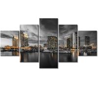 5 Pieces Abstract Wall Art Canvas Prints - Starry Winter Mountain Landscape - Modern Wall Artwork For Gifts Bathroom Living Room Home Office Decor Xxl/With Frame 200 X 100 Cm-6000337277