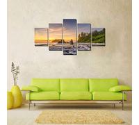 5 Pieces Abstract Wall Art Canvas Prints - Starry Winter Mountain Landscape - Modern Wall Artwork For Gifts Bathroom Living Room Home Office Decor Xxl/With Frame 200 X 100 Cm-8729524707