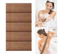 5 Pieces African Net Bath Sponge,Long Net Bath Sponge Exfoliating Shower Body Scrubber Back Scrubber Skin Smoother,Back Foot Scalp Scrub, Flat Dead Skin Remover (Coffee, 30 * 80CM)