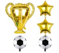 5 Pieces Aluminum Film Balloons, Star Football Trophy Balloons, Football Champion Party Balloon Decoration, Football Match Balloon Set, Children'S Birthday Party Decoration.
