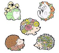 5 Pieces Animal Hedgehog Frog Cat Brooch Pin Coat Collar Badge Clothing Bag Accessory for Women Men Girls Boys