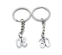 5 Pieces Antique Silver Tone Keychain Keyring Keytag AA4621 Number Numeral 30 Tag Key Chain Ring Tag Jewelry Making Charms