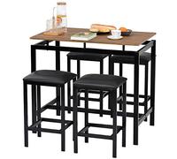5 Pieces Bar Table and 4 Stools Kitchen Set with Padded Seat Breakfast Small Dining Table and 4 Chairs Set for 4 People Breakfast Small Dining Room