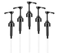 5 Pieces Black Syrup Pumps Universal Coffee Pump Replacement Syrup Bottle Pump Compatible with Upouria, Torani, Davinci, Monin (1 Liter Plastic Bottle Only)