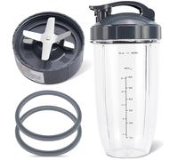 5 Pieces Blender Replacement Parts Extractor Blade and 32oz Cup for NutriBullet 600w & 900w Series, Including 1 Flip-Top to-Go Lid and 2 Rubber Gaskets