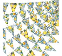 5 Pieces Blue Tiles Lemon Decor Lemon Bunting Banners Blue Tiles Paper Pennant Garlands Lemonade Hanging Triangle Flags for Wedding Birthday Bridal Shower Bachelorette Party Decorations