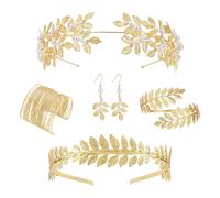 5 Pieces Bridal Laurel Headdress Roman Leaf Crown Gold Leaf Headbands