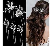 5 Pieces Bride Hair Pins Rhinestones Hair Accessories for Women Crystal Wedding Hair Piece for Bride Women Girls Bridesmaids(Silver)