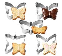 5 Pieces Butterfly Cookie Cutters Set for Baking Mousse,Stainless Steel Cute Shaped Cake and Biscuit Cutters,Various Size are Suitable for Decorating Christmas Birthdays and Fun Time (Butterfly)
