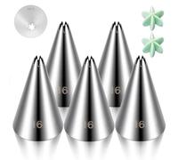5 Pieces Cake Decrorating Tip #16, Cake Piping Tips Open Star Icing Pipings Tip Seamless Icing Tips Stainless Steel Cupcake Piping Tipes for Frosting Macarons Dessert Cakes Decorations, Sliver