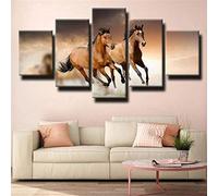 5 Pieces Canvas Wall Art Brown Animal Horse Wall Decor Modern Impressionist Artwork Painting Rustic For Home Office Decor Living Room Gallery Without Frame 100 X 50 Cm For Living Room Hotel Restauran