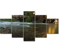 5 Pieces Canvas Wall Art Prints Modern Picture Snow Mountains Landscape Artwork Paintings For Bedroom Living Room Kitchen Home Wall Decoration Paintings Xxl/With Frame 200 X 100 Cm-8829452180