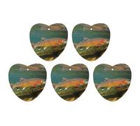 5 Pieces Car Air Freshener Brook Trout Fly Fishing Printed Car Aromatherapy Tablets Scented Cards Hanging Scented Cards Rearview Mirror Pendant