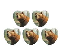 5 Pieces Car Air Freshener Brown Bear Water And Trees Printed Car Aromatherapy Tablets Scented Cards Hanging Scented Cards Rearview Mirror Pendant